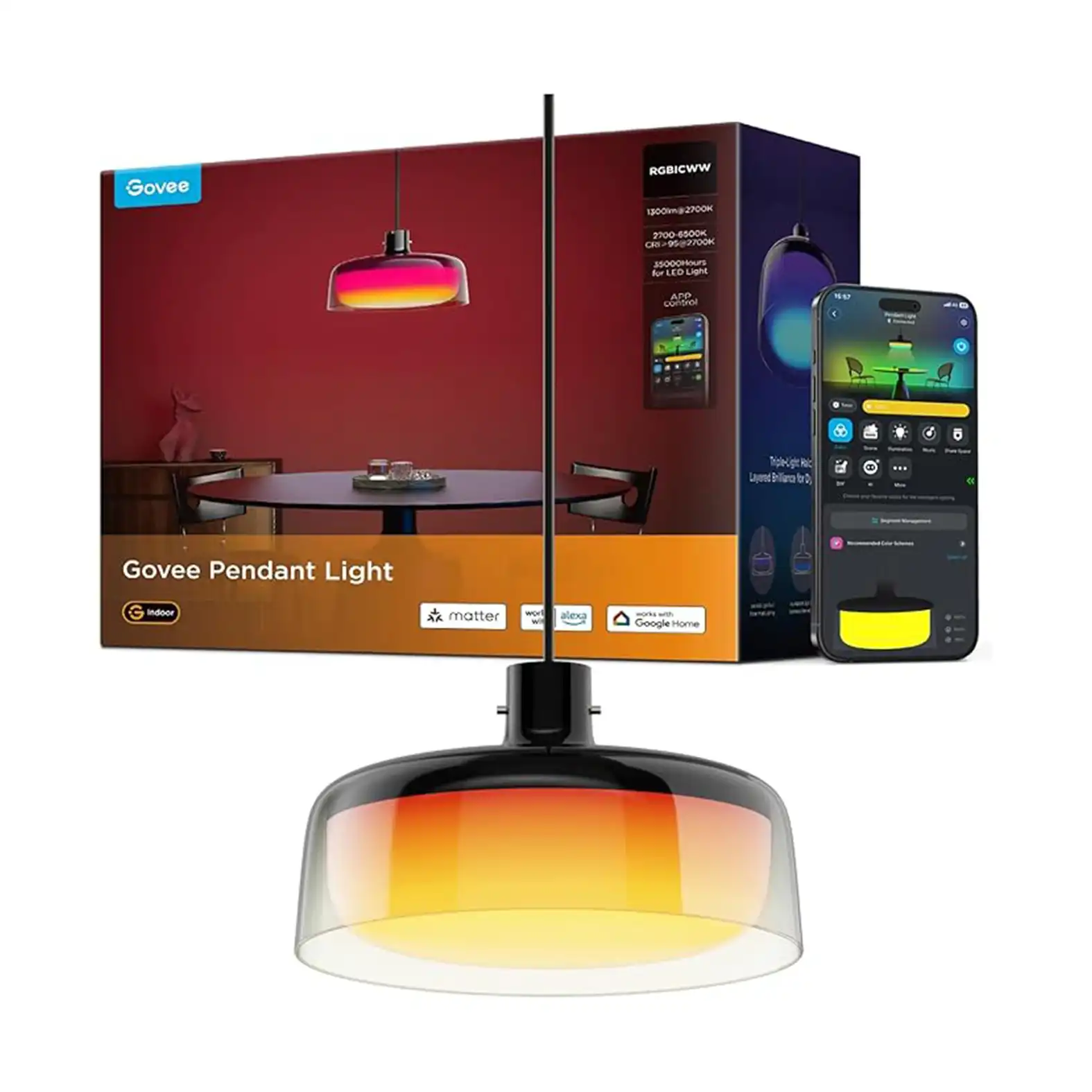 چراغ آویز هوشمند 30 سانتی Govee Pendant Light H60C1