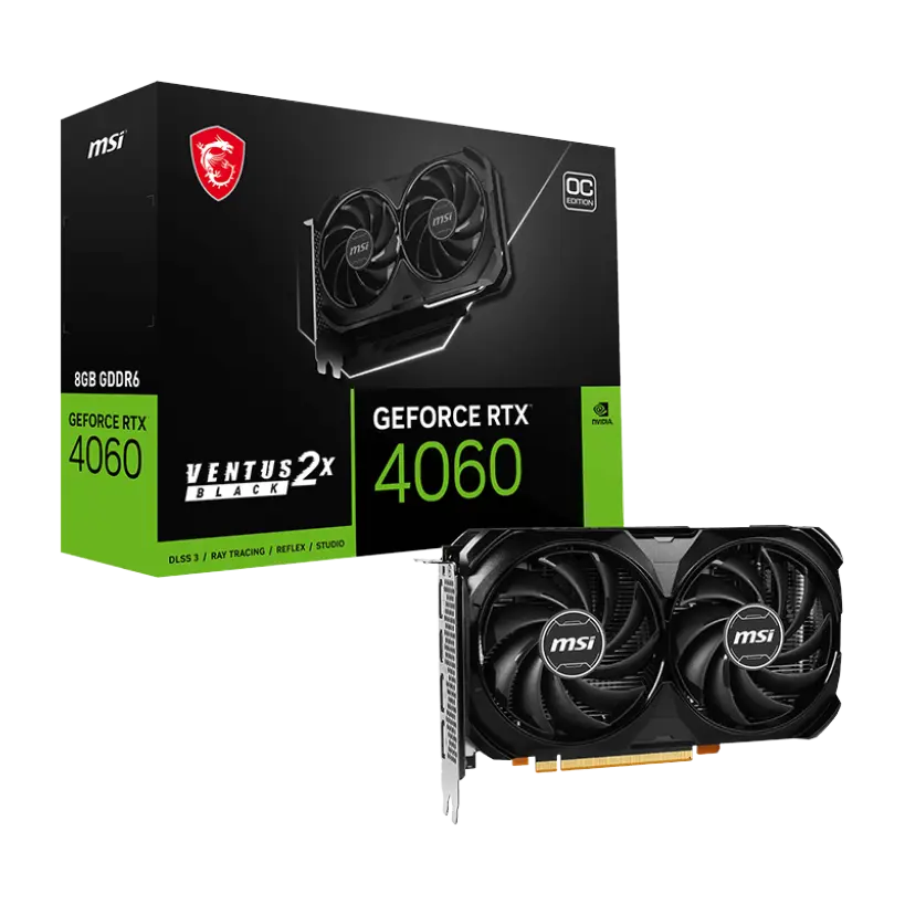 کارت گرافیک ام اس آی مدل GeForce RTX 4060 VENTUS 2X BLACK 8GB OC