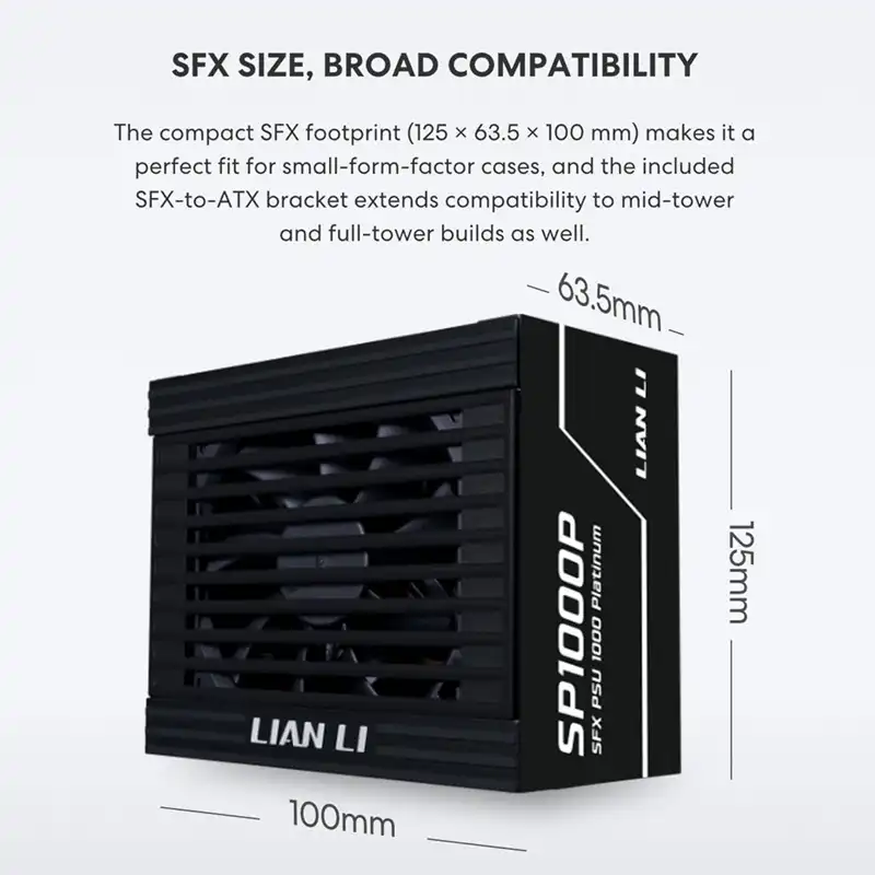 پاور لیان لی مدل SP1000P Platinum 1000W رنگ مشکی