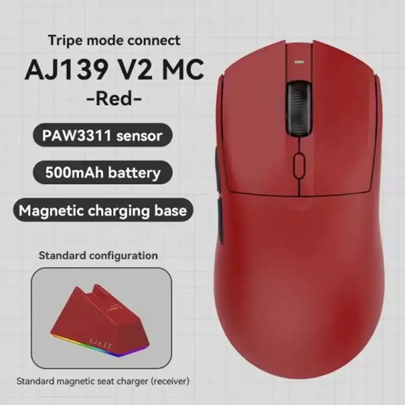 موس گیمینگ ایجز مدلAJAZZ AJ139 V2 MC Tri-Mode Red
