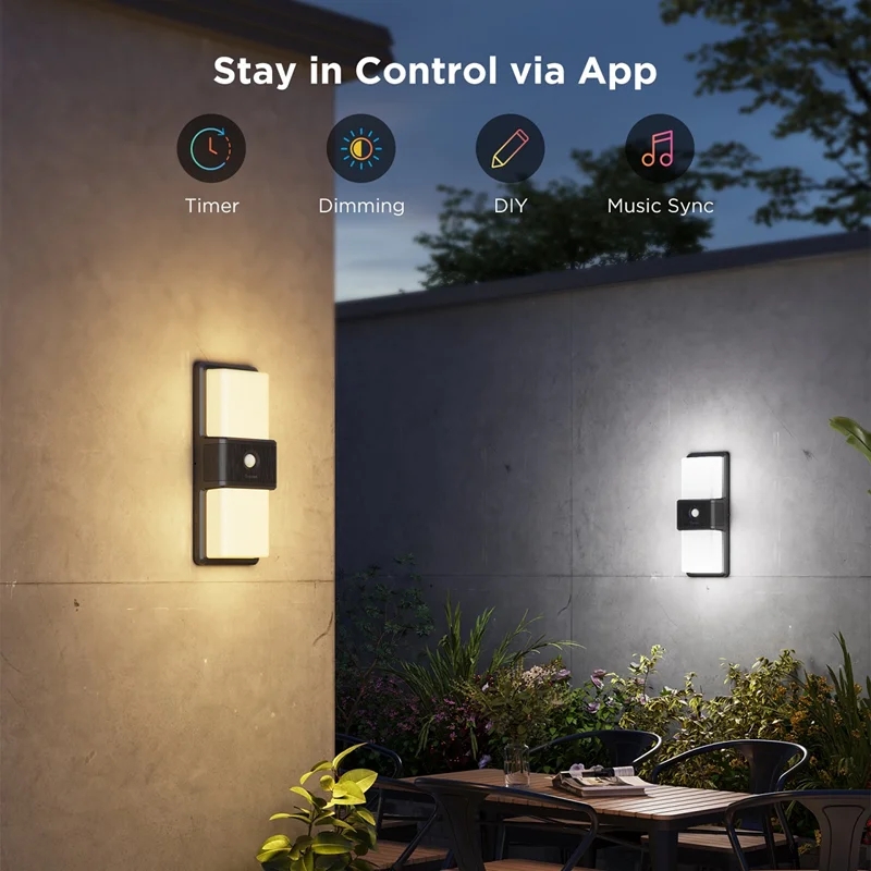 چراغ هوشمند دیواری فضای باز گووی مدل Smart Outdoor Wall light H7078