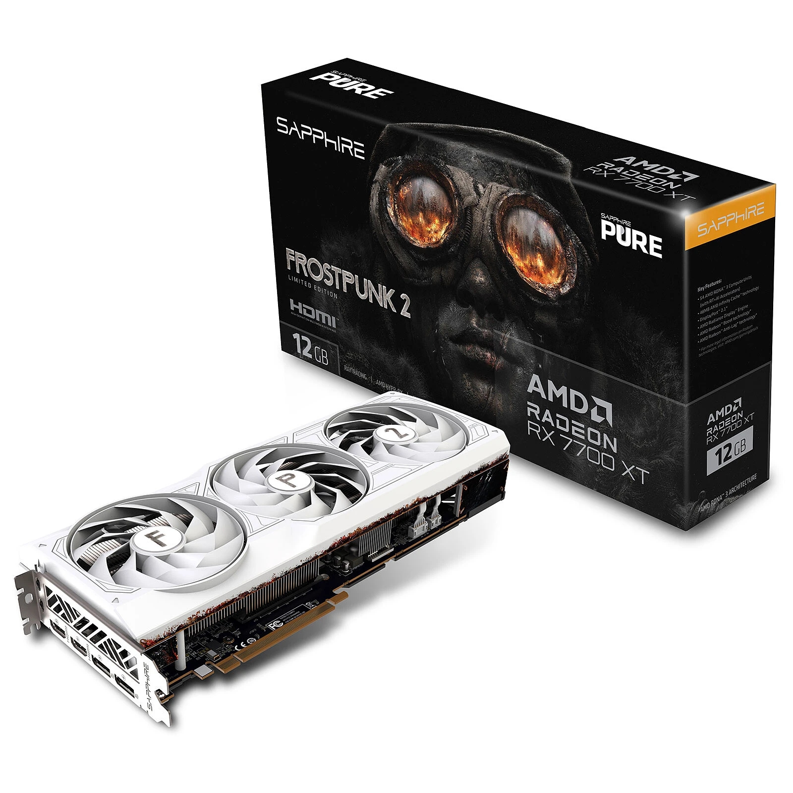 کارت گرافیک سافایر مدل PURE AMD Radeon RX 7700 XT Frostpunk 2 Edition 12GB 