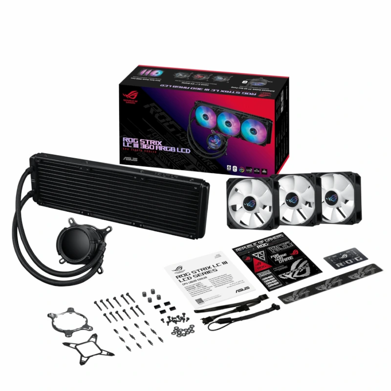 خنک کننده پردازنده ی ایسوس مدل ROG Strix LC III 360 ARGB LCD Black