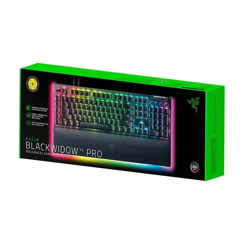 کیبورد گیمینگ ریزر مدل BlackWidow V4 Pro (Yellow Switch)