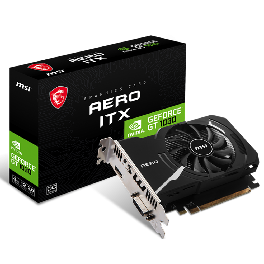 کارت گرافیک ام اس آی مدل GeForce GT 1030 AERO ITX 4GD4 OC