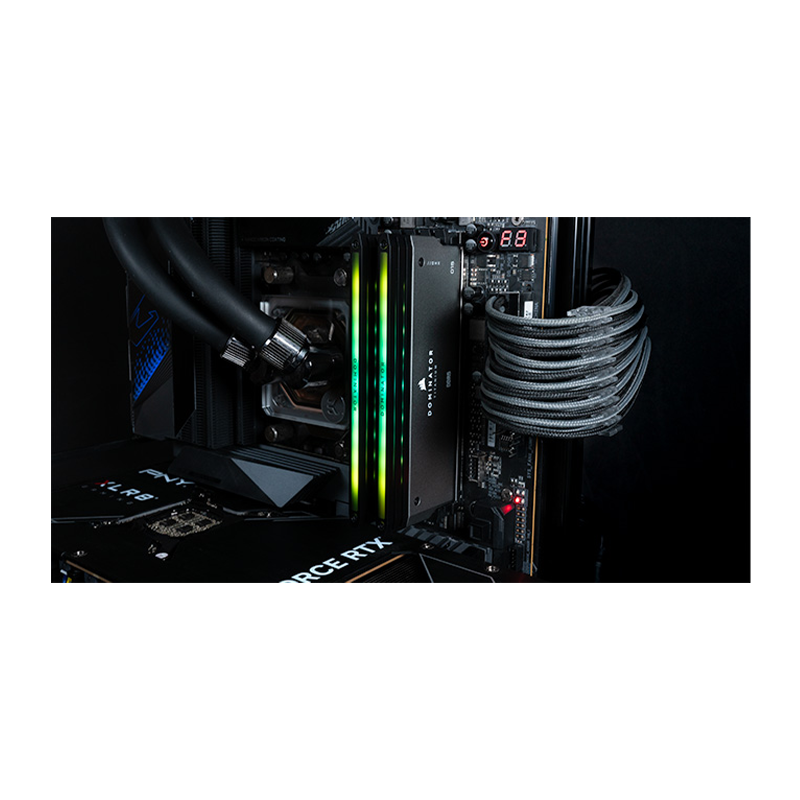 رم کورسیر مدل Dominator Titanium RGB Black DDR5 32GB 16GBx2 6600MHz CL32