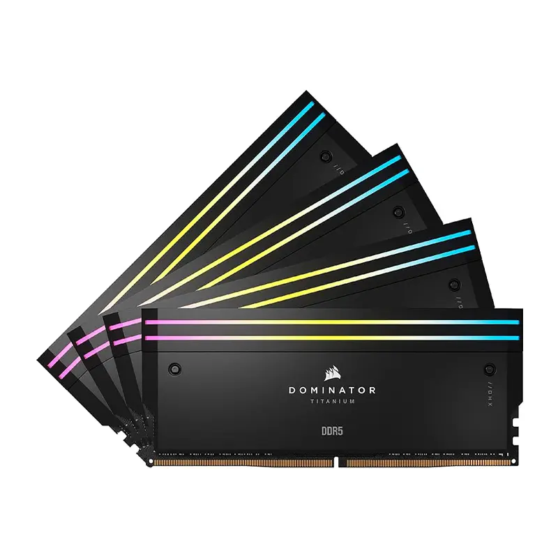 رم کورسیر مدل Dominator Titanium RGB Black DDR5 32GB 16GBx2 6600MHz CL32