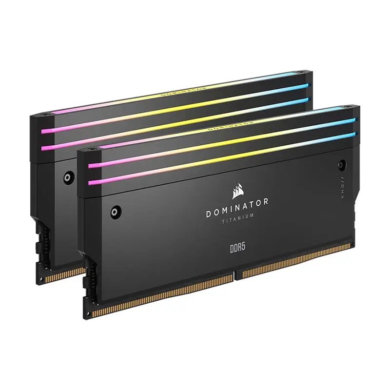 رم کورسیر مدل Dominator Titanium RGB Black DDR5 32GB 16GBx2 6600MHz CL32