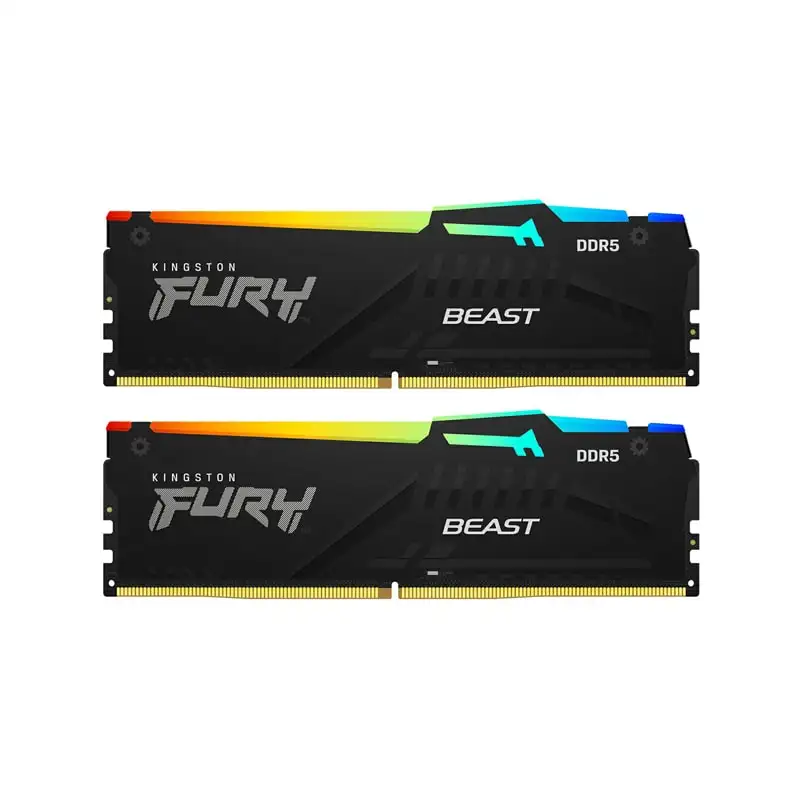 رم کینگستون مدل FURY BEAST RGB 64GB 32x2 5600MHZ CL40