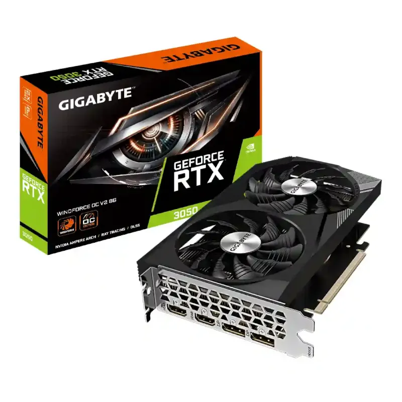 کارت گرافیک گیگابایت مدل GeForce RTX 3050 WINDFORCE OC V2 8G-0