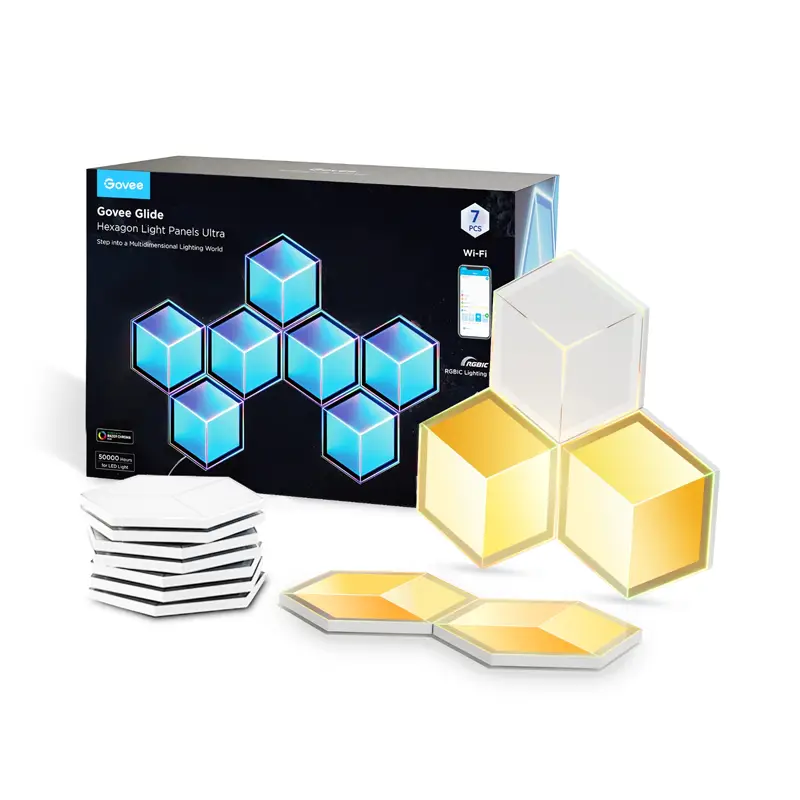 پنل روشنایی هوشمند 7 عددی گووی مدل Hexagon Light Panels Ultra H606A-0