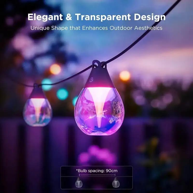لامپ هوشمند ریسه ای فضای باز گووی مدل Outdoor Clear Bulb String Lights H7025-1