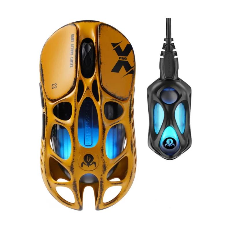 موس گیمینگ گراوا استار مدل Mercury X Pro with 8K Dongle Special Edition Battle-Worn Yellow-2