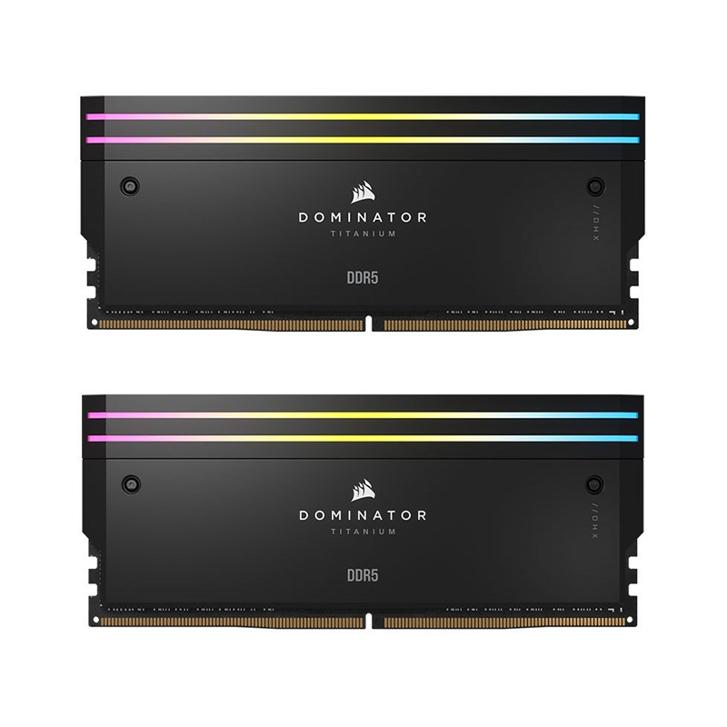 رم کورسیر مدل Dominator Titanium RGB Black DDR5 64GB 32GBx2 6600MHz CL32