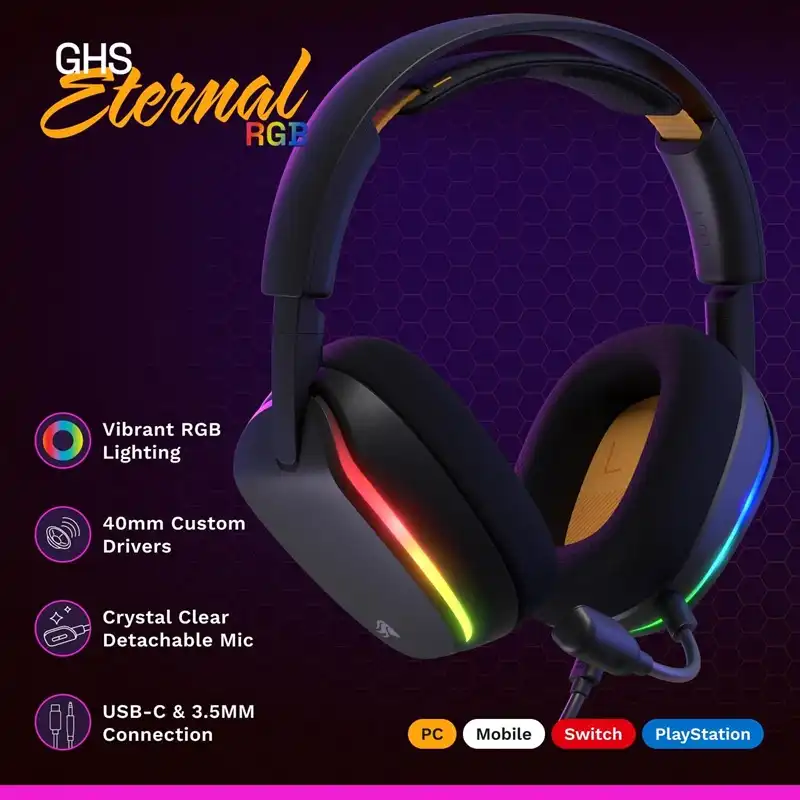 هدست گیمینگ گلوریوس مدل GHS ETERNAL BLACK
