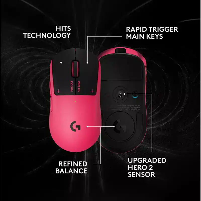 موس گیمینگ لاجیتک مدل Logitech G PRO X3 SUPERSTRIKE - Pink