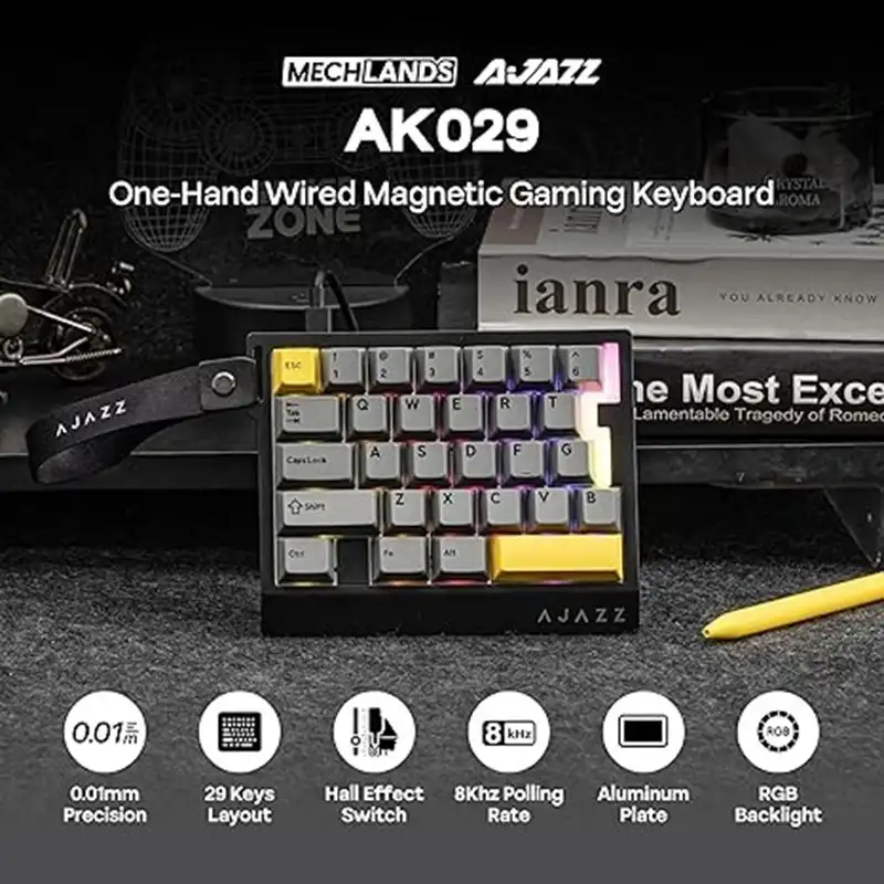 کیبورد گیمینگ ایجز مدل AJAZZ AK029 Ice Island SW Magnetic Black-Yellow RGB Wired-1