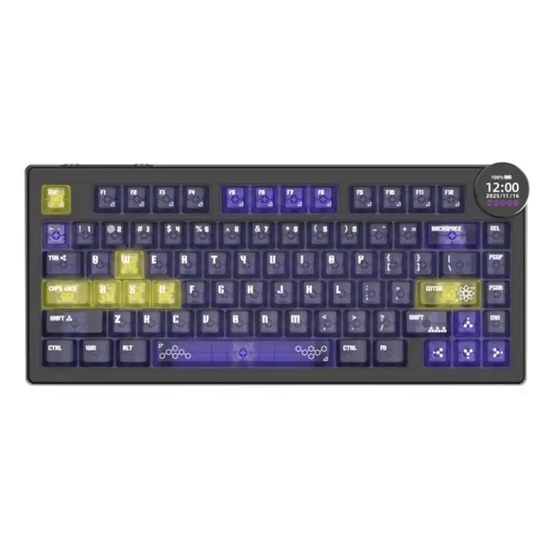 کیبورد گیمینگ ایجز مدل AJAZZ AK820 V2 PRO Wireless Yellow/Purple