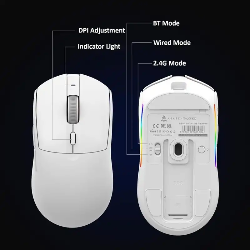 موس گیمینگ ایجز مدل AJAZZ AJ139 V2 MC Tri-Mode White-1