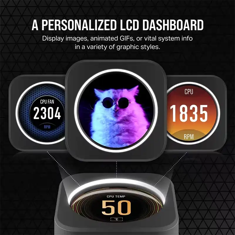 خنک کننده پردازنده کورسیر مدل iCUE H150i ELITE LCD XT Black-1