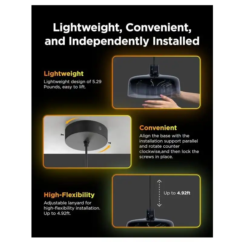 چراغ آویز هوشمند 30 سانتی Govee Pendant Light H60C1-4