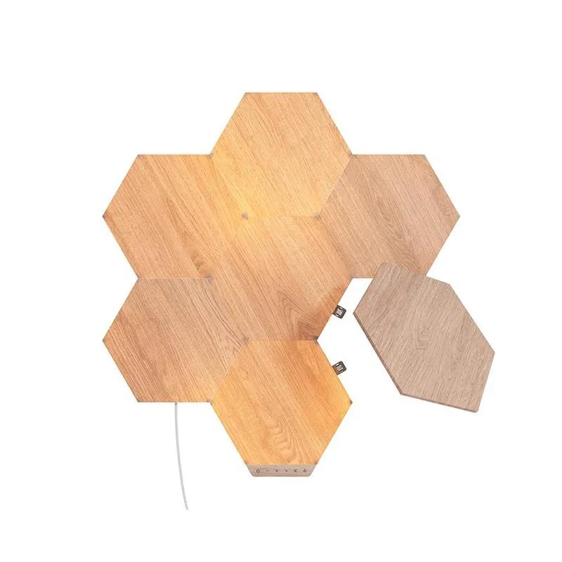 پنل روشنایی هوشمند چوبی دیواری 7 عددی نانولیف مدل Elements Hexagons-0