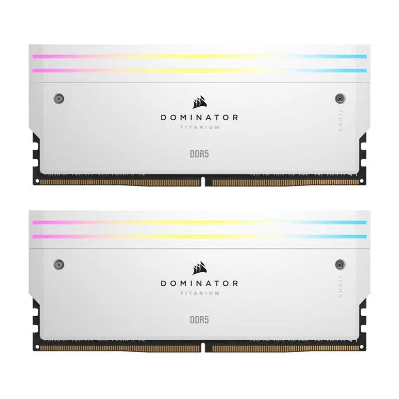 رم کورسیر مدل Dominator Titanium RGB White DDR5 64GB 32GBx2 6600MHz CL32 -0