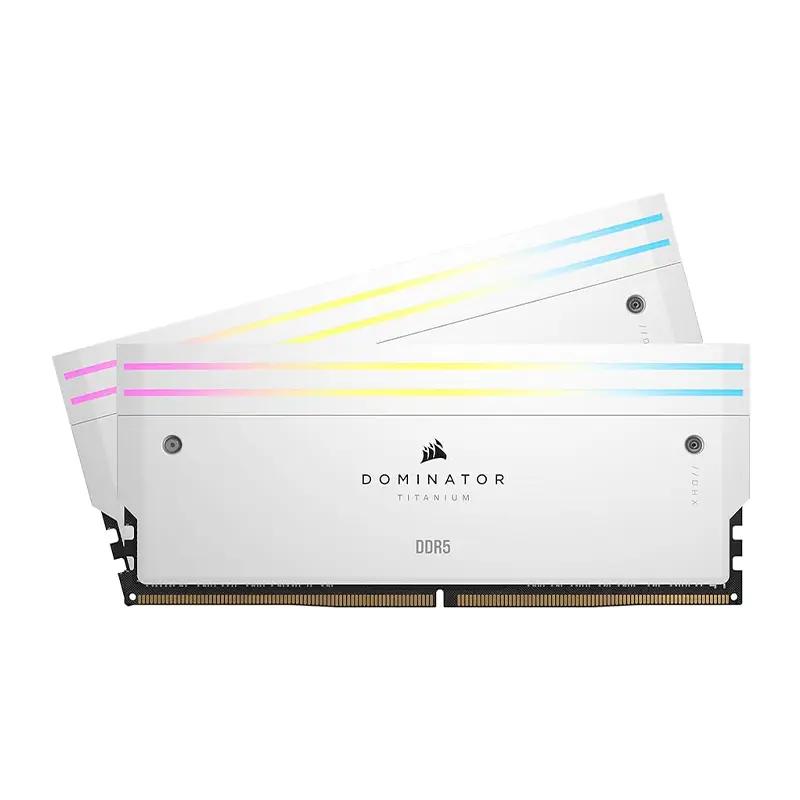 رم کورسیر مدل Dominator Titanium RGB White DDR5 64GB 32GBx2 6600MHz CL32 -1